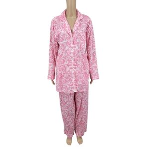 Pine Cone Hill Pink Damask Pajama Pjs 2 Piece Set Top and Bottoms Sleepwear
